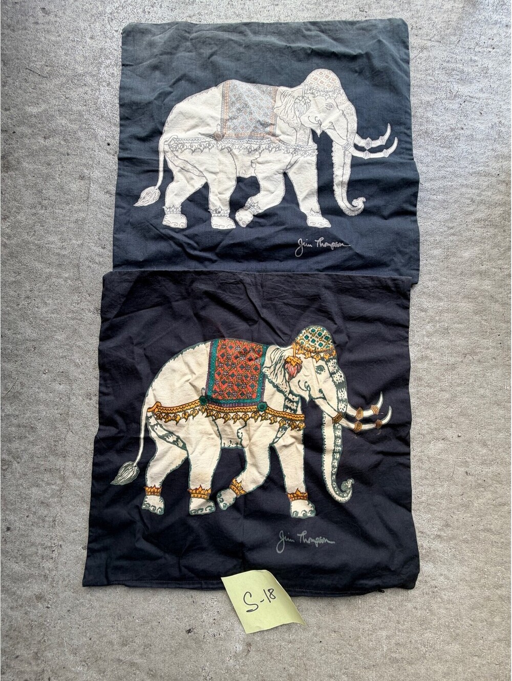 Jim Thompson Elephant Pillow Covers Set of 2 Black Vintage Style S-18